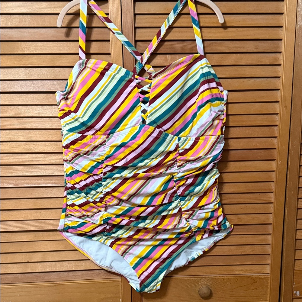 Torrid women’s Colorful Striped one piece Swimsuit